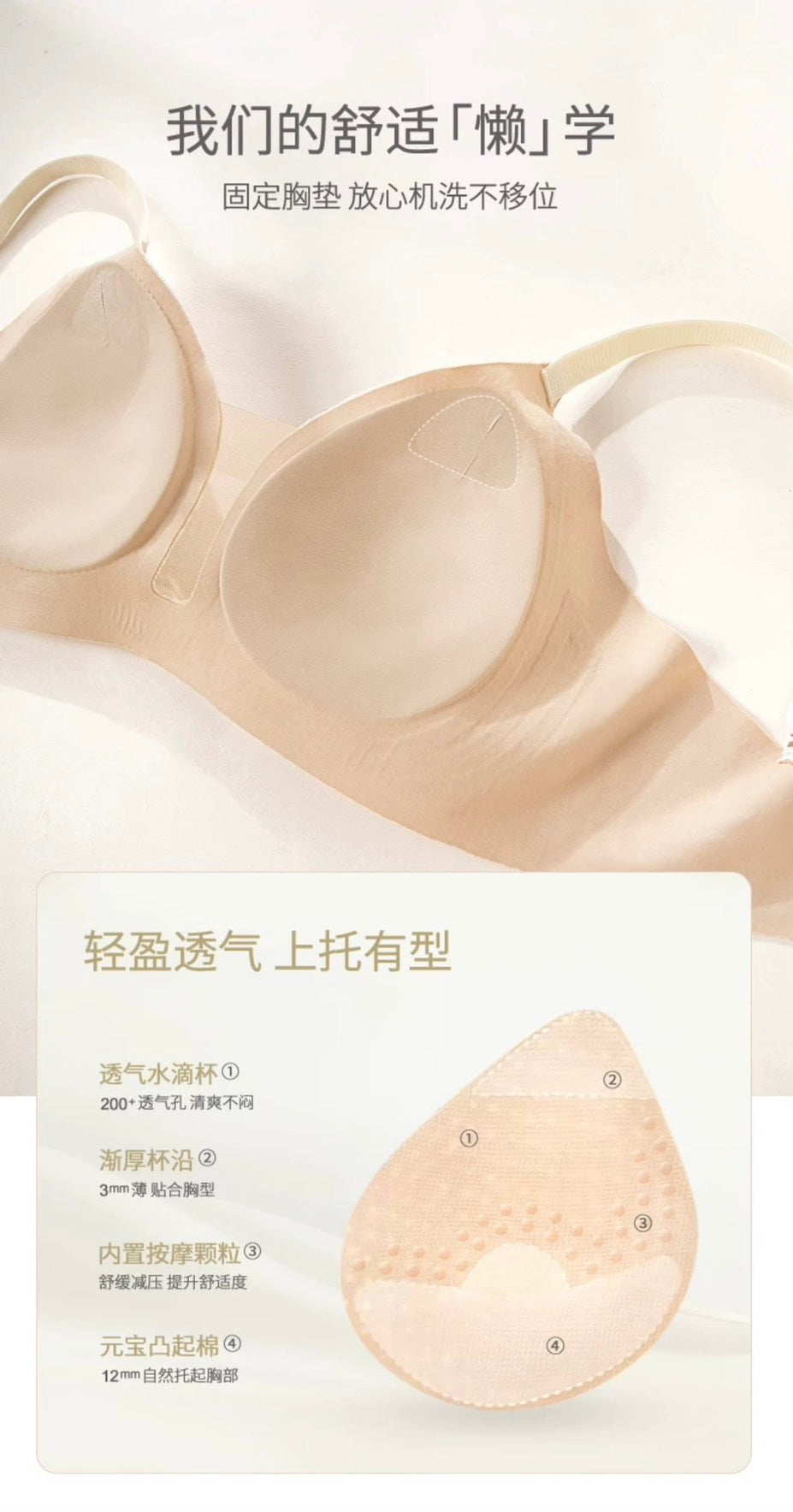 【新品】【思蘭芬】【花紗無痕裸感上托收副乳無鋼圈內衣】