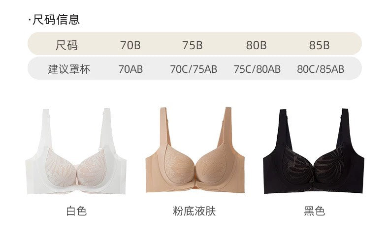 【新品】【內在美密碼】【拼接蕾絲前扣聚攏收副乳無鋼圈內衣】